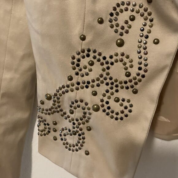 CACHE tan studded scroll pattern eye hook long sleeve jacket 0 - Picture 5 of 9